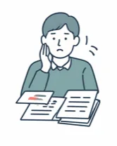 全ての項目を確認するのが大変で困っている人のイラスト